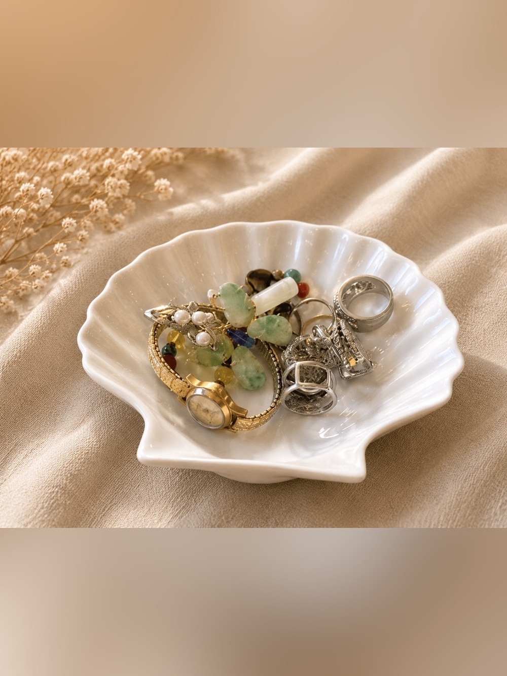 CERAMIC Clam Shell Bowl Set of 3 Fancy Ocean Inspired Beach Dinner Party Seafood - Picture 6 of 12